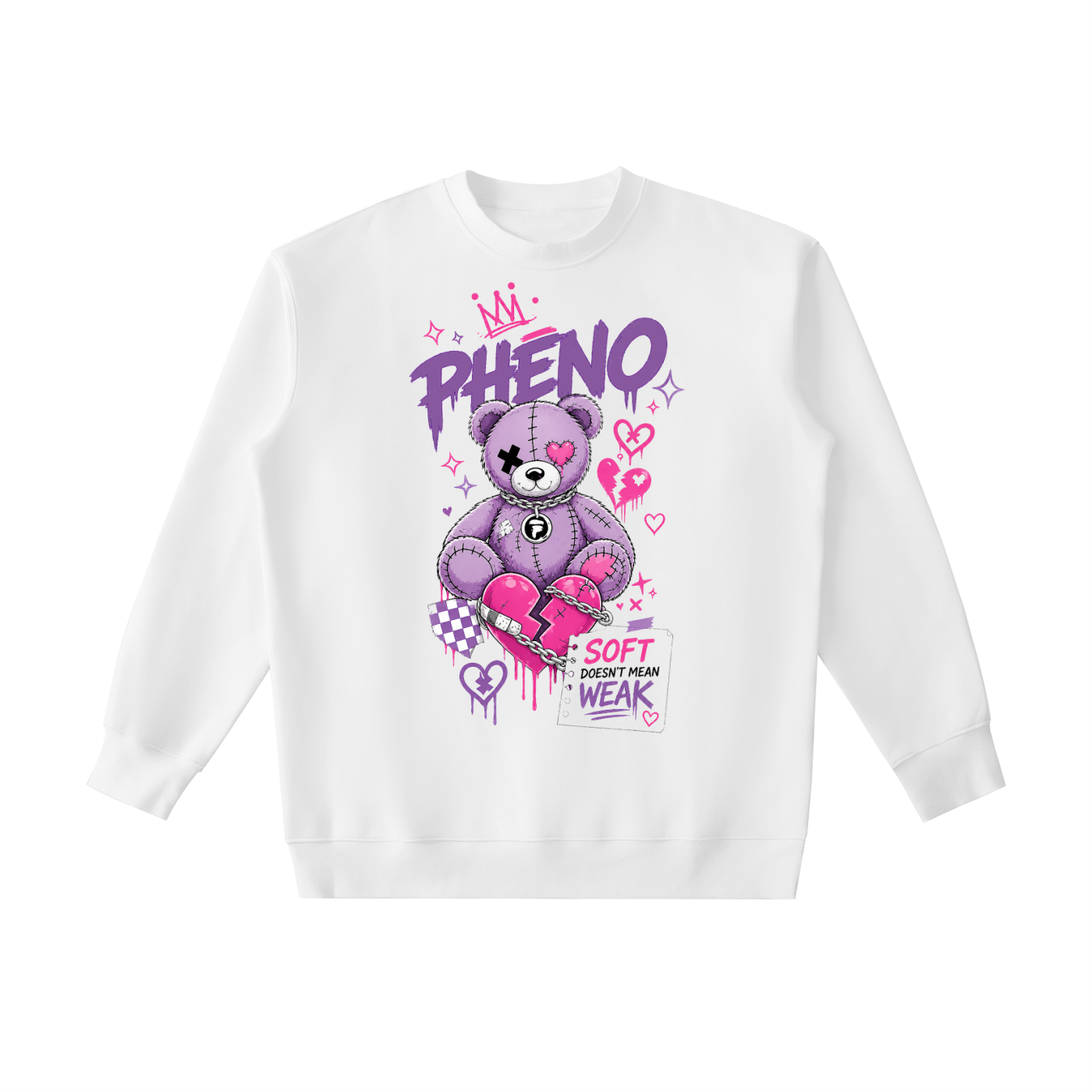 Pretty Savage Punk Teddy Essential Heavyweight Crewneck Sweatshirt