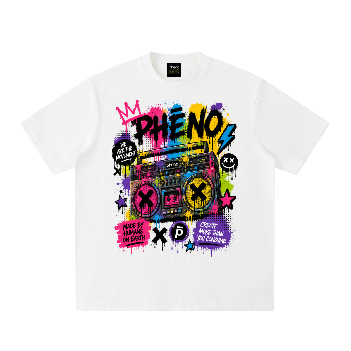 Pop Chaos Boom Box Heavyweight Vintage Washed Frayed T-Shirt