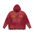 Dragon Royale Unisex Distressed Full Zip Sweater