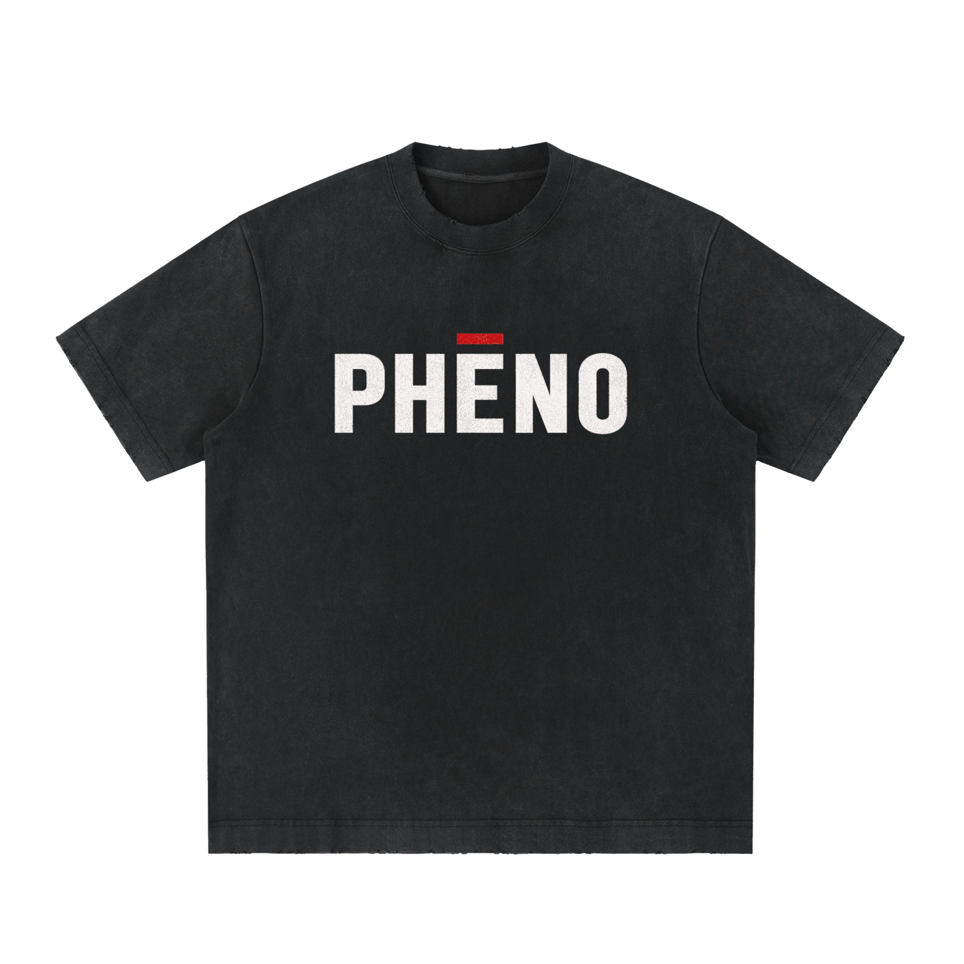 phēno Distressed Logo Heavyweight Vintage Washed Frayed T-Shirt