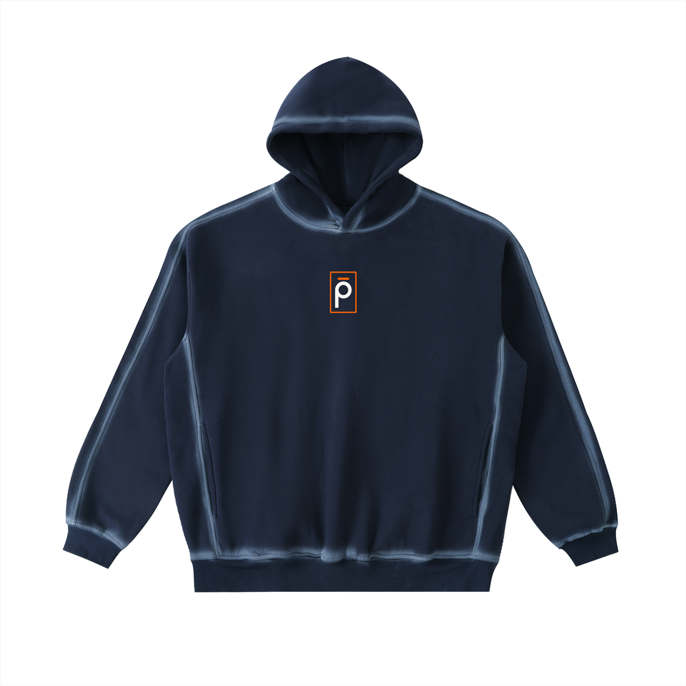 phēno Square p Logo Orange Sunfaded Edge Fleece Hoodie
