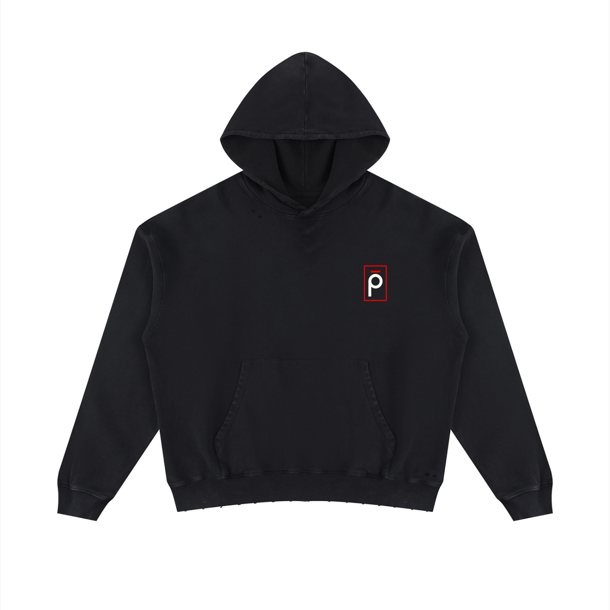 Square p Unisex Mineral Wash Distressed Hoodie