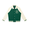 phēno Skate Club Green on Apricot Contrast Raglan Sleeve Baseball Jacket