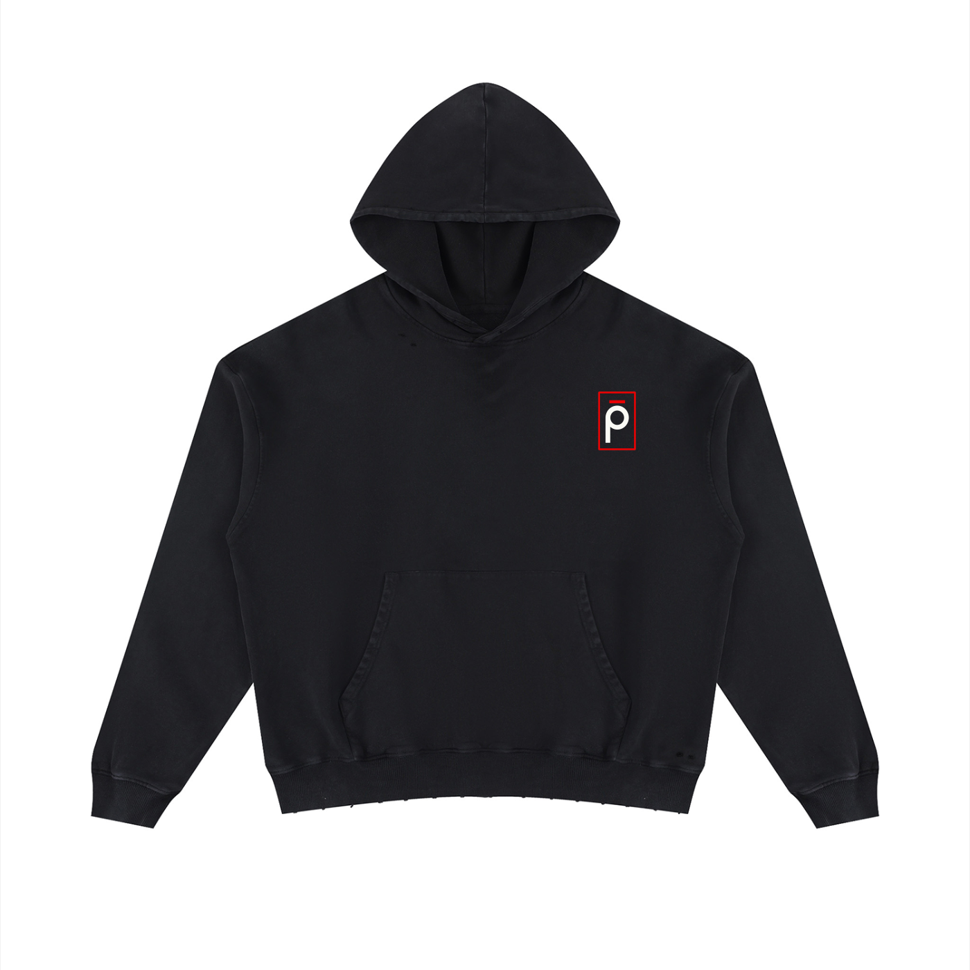 Square p Unisex Mineral Wash Distressed Hoodie