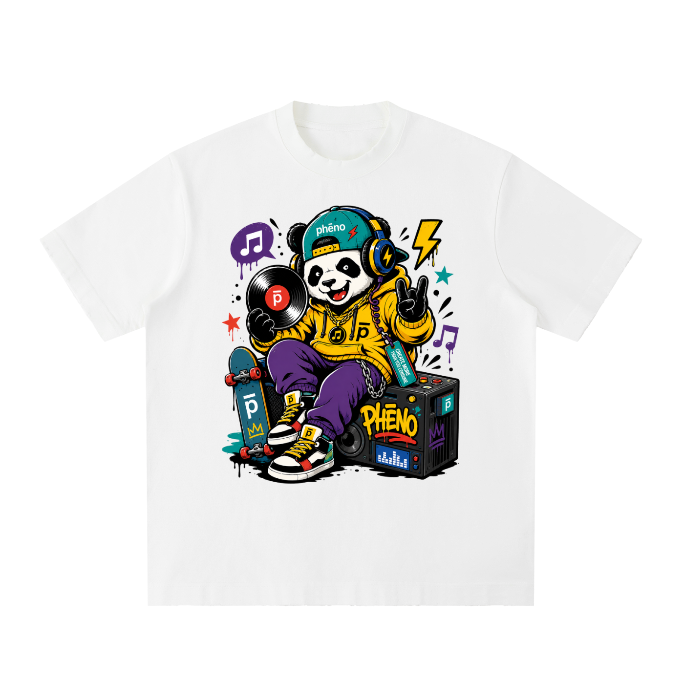 Pop Chaos Happy Panda Heavyweight Vintage Washed Frayed T-Shirt