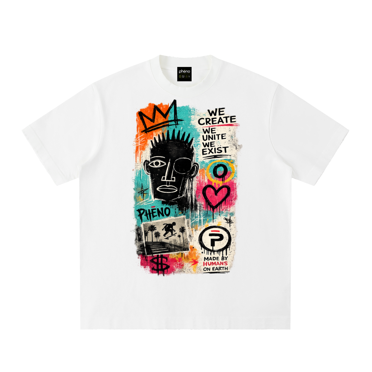 We Create We Exist Heavyweight Vintage Washed Frayed T-Shirt