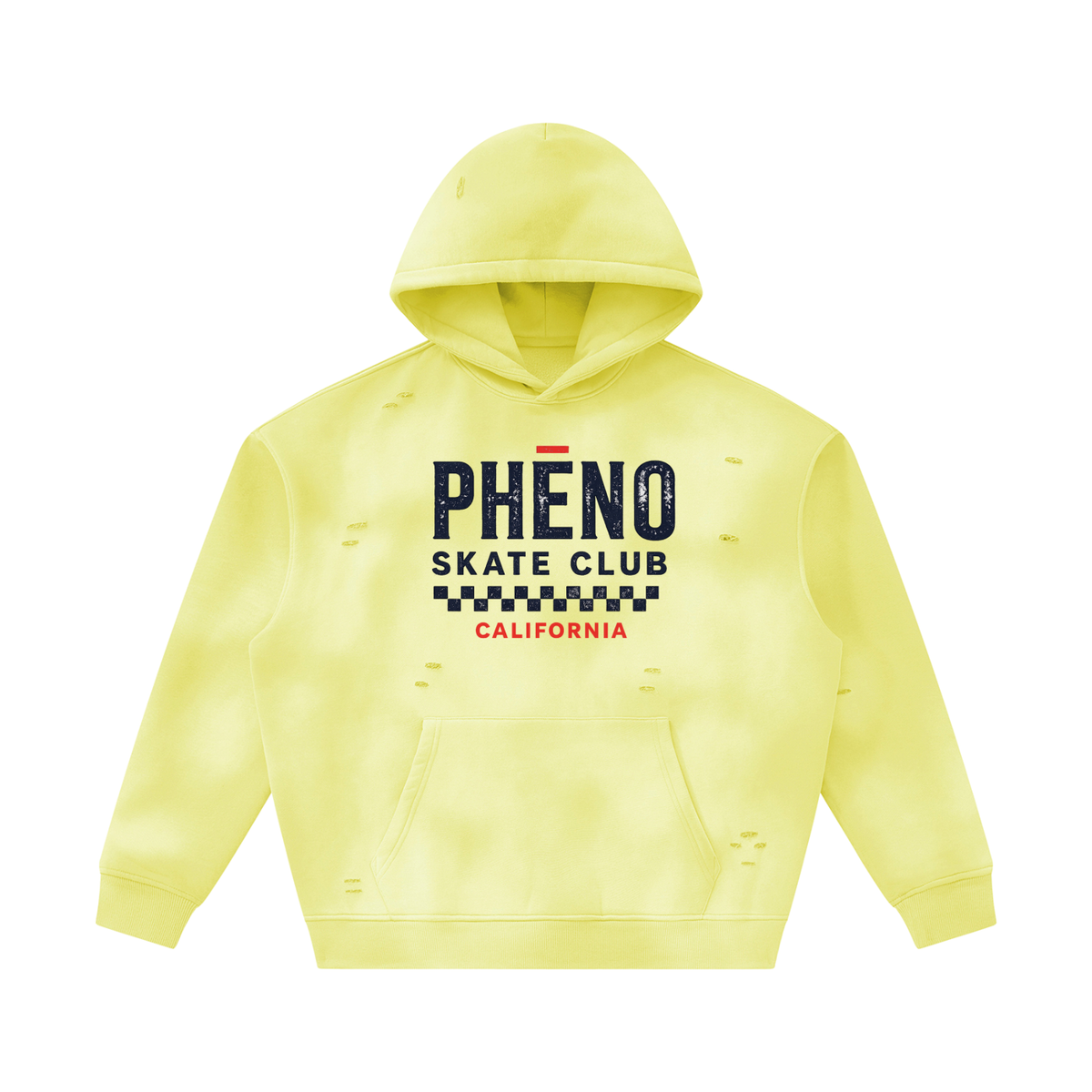 phēno Skate Club Unisex Sunfade Frayed Fleece Hoodie