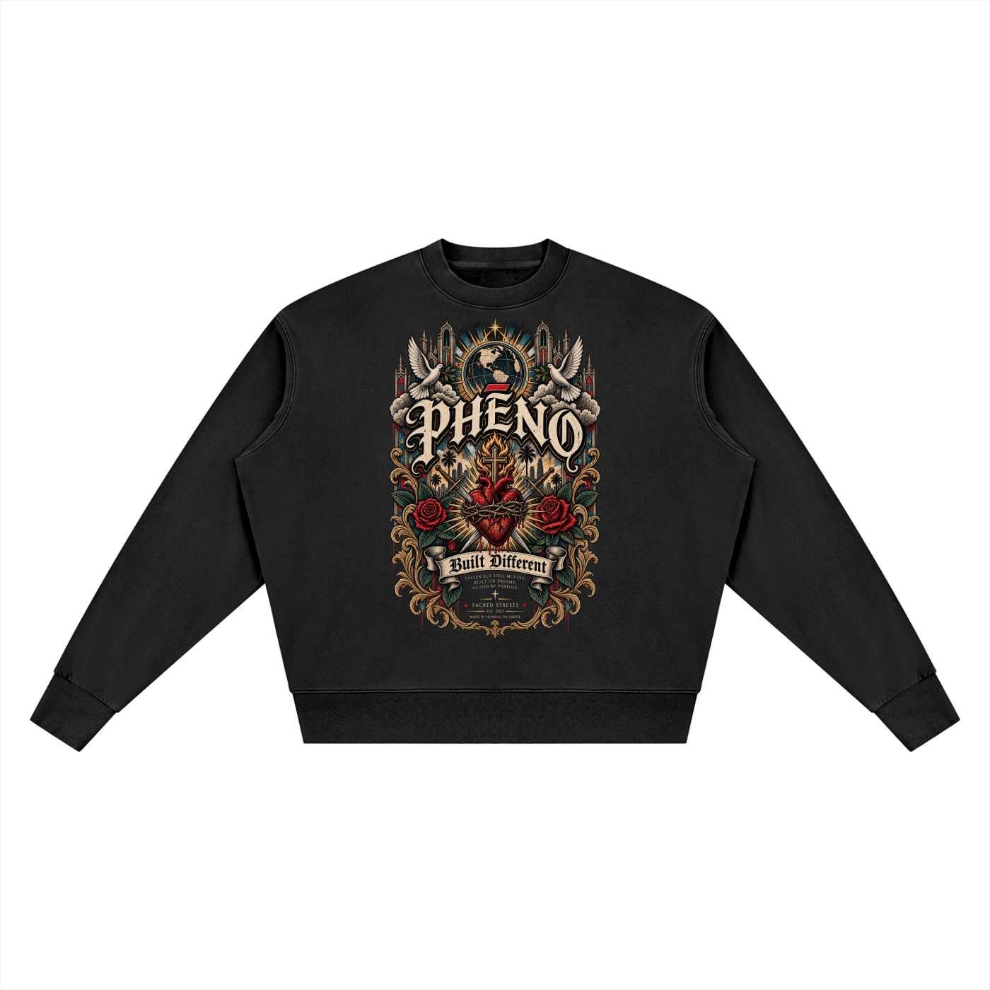 Sacred Streets Built Different Unisex Vintage Wash Crewneck Sweatshirt