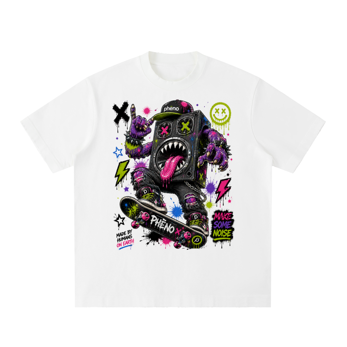 Pop Chaos Speaker Man Heavyweight Vintage Washed Frayed T-Shirt