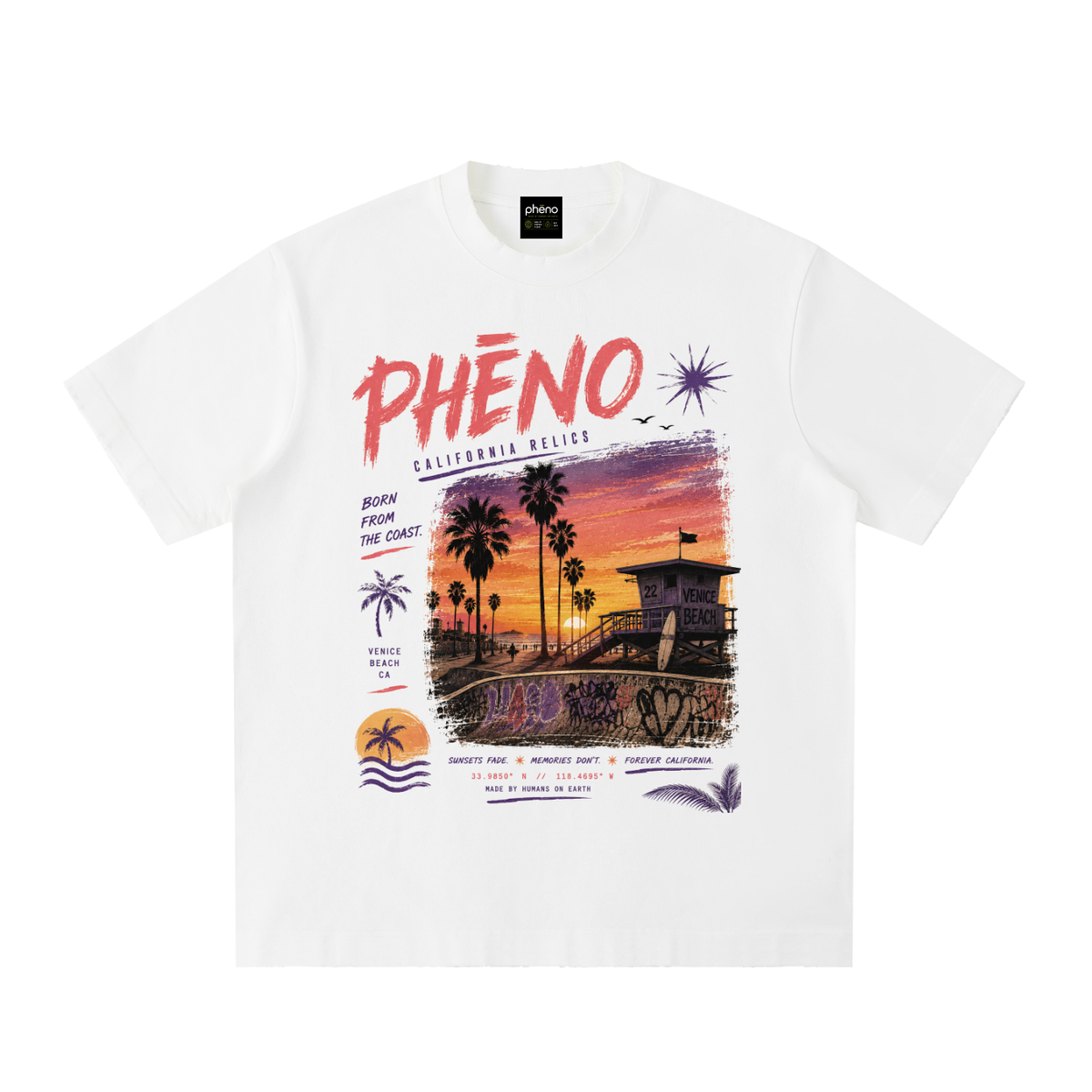 Cali Vibes 02  Heavyweight Vintage Washed Frayed T-Shirt