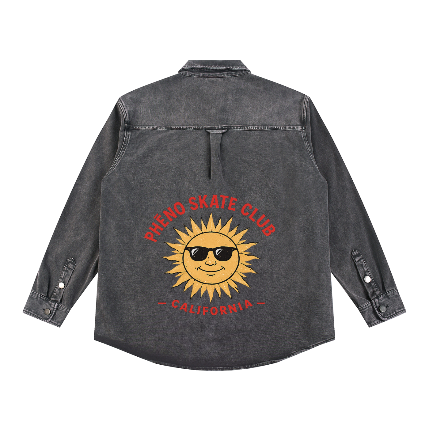 phēno Skate Club Happy Sun  Denim Vintage Washed Heavyweight Jacket
