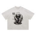 Broken Wings Vintage Washed Distressed Boxy Oversized T-Shirt