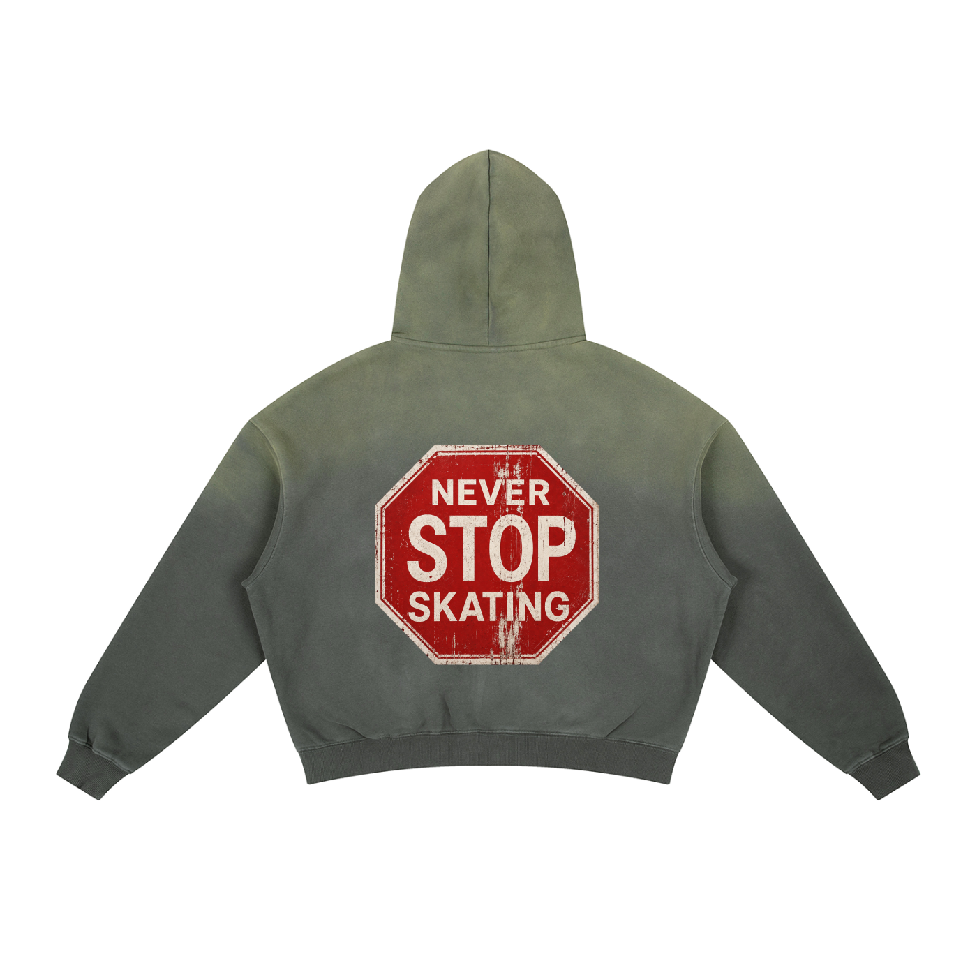 phēno Never stop Skating Frayed Sunfade Boxy Fleece Hoodie