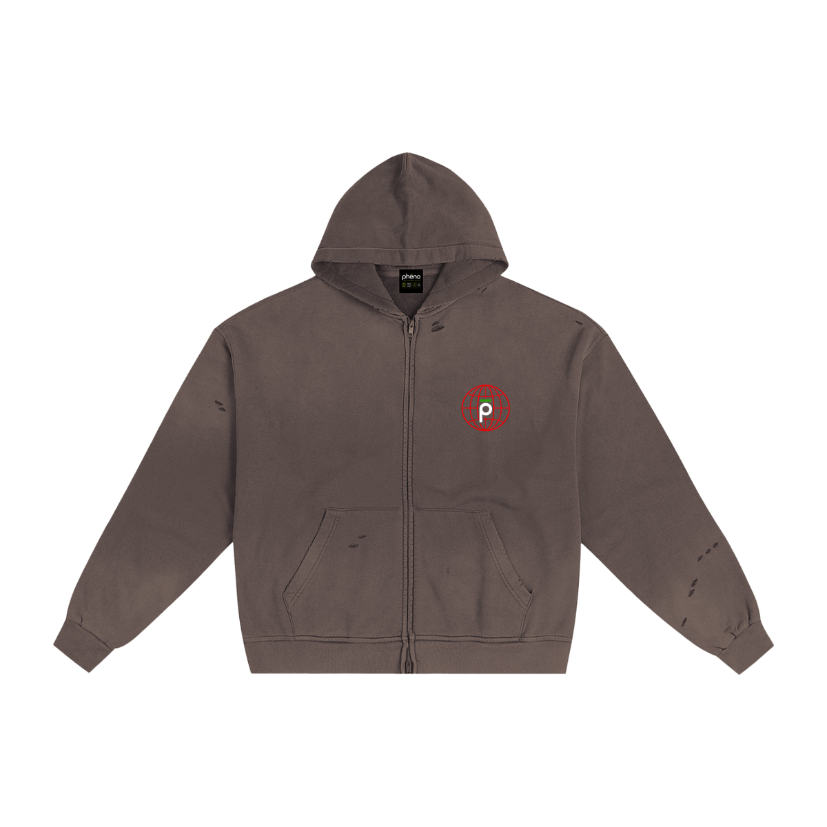 phēno Hand-Frayed Sunfade Zip Hoodie