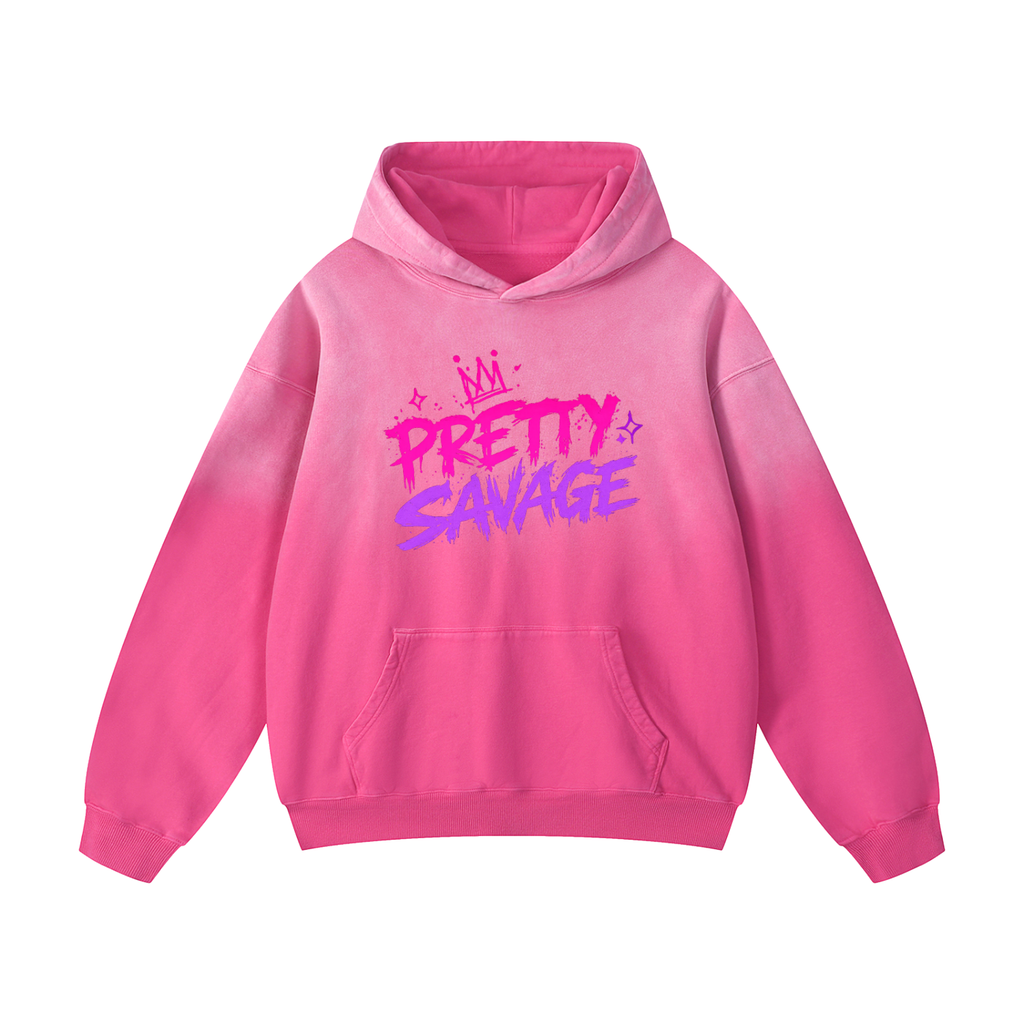 Pretty Savage Skate Bear Heavyweight Sunfade Oversized Hoodie