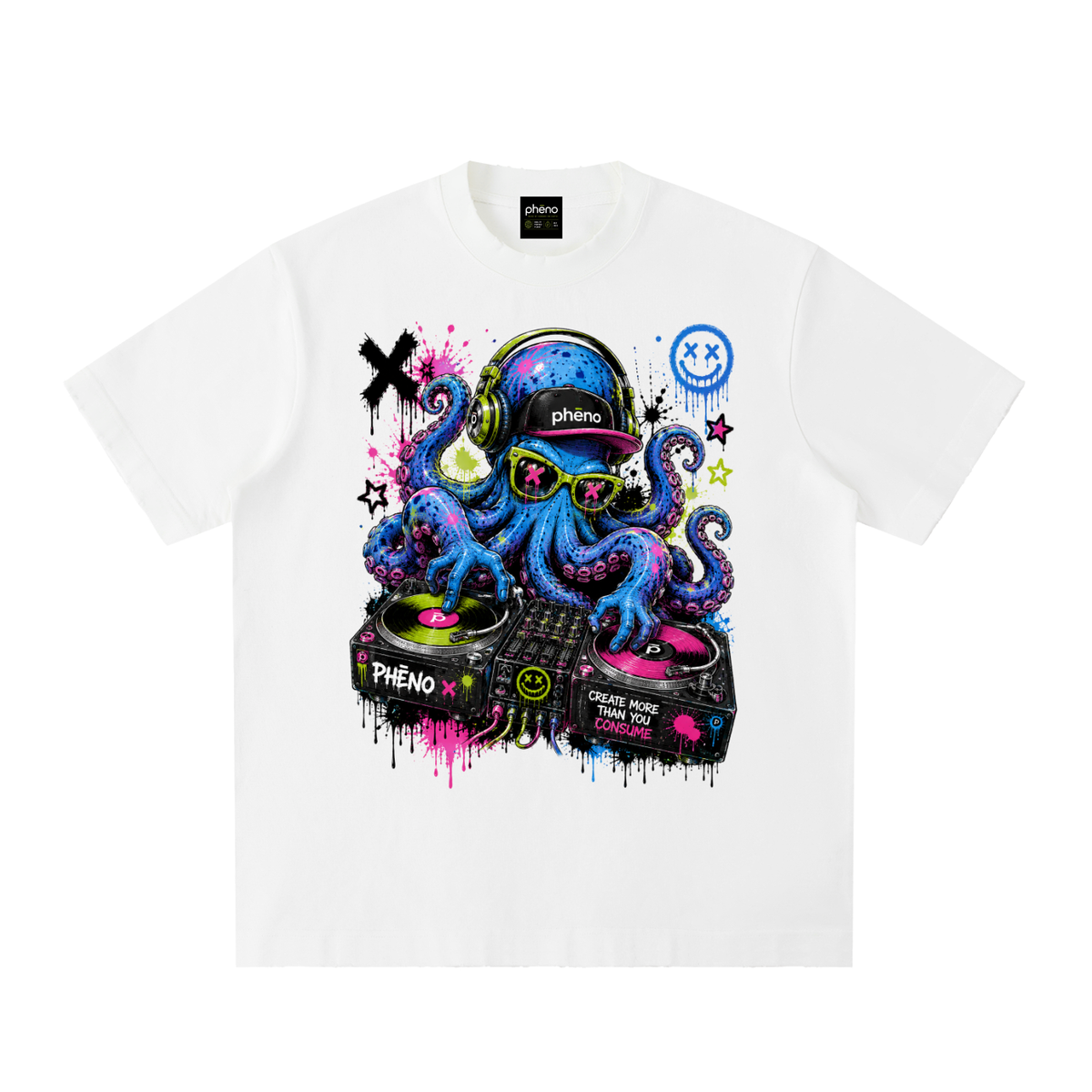 Pop Chaos Octopus Vibes Heavyweight Vintage Washed Frayed T-Shirt