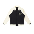 phēno Be Grateful Black on Apricot Contrast Raglan Sleeve Baseball Jacket