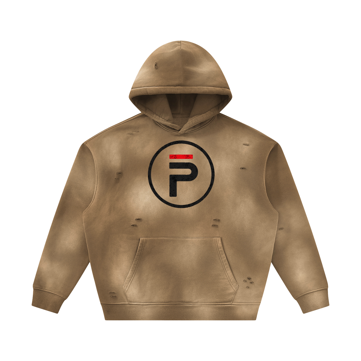 phēno Distressed Logo Future p Unisex Sunfade Frayed Fleece Hoodie