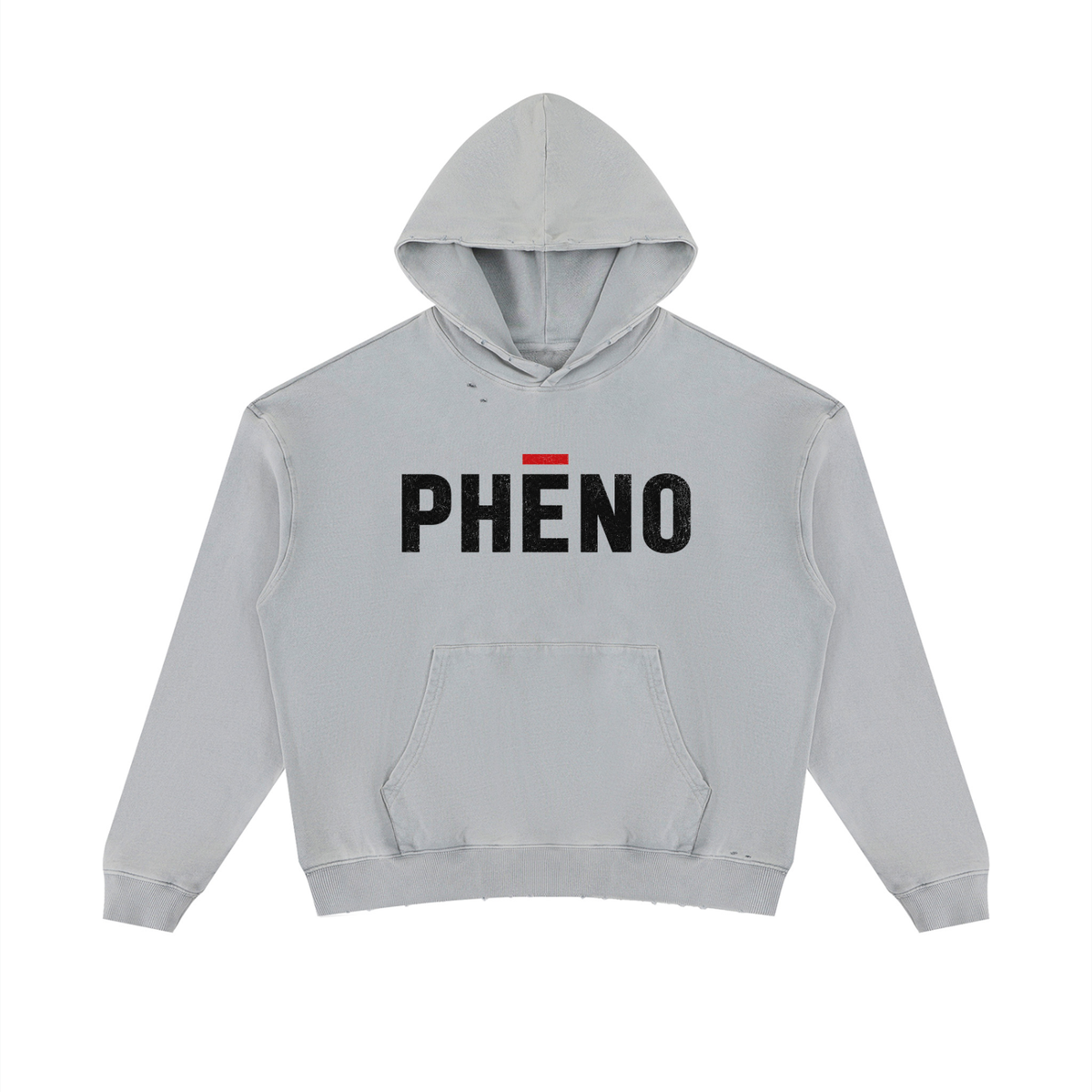 phēno Distressed Logo Unisex Mineral Wash Distressed Hoodie