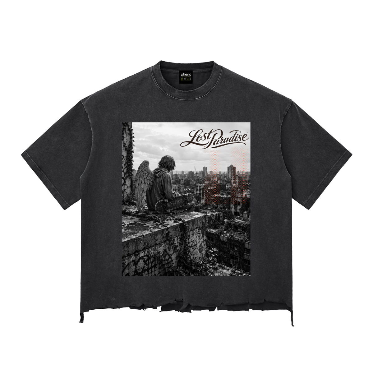 Lost Paradise Lonely Soul Snow Wash Raw-Hem Boxy T-Shirt