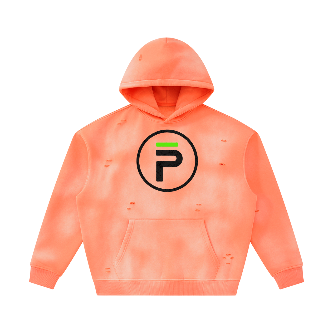 phēno Distressed Future Logo p Unisex Sunfade Frayed Fleece Hoodie