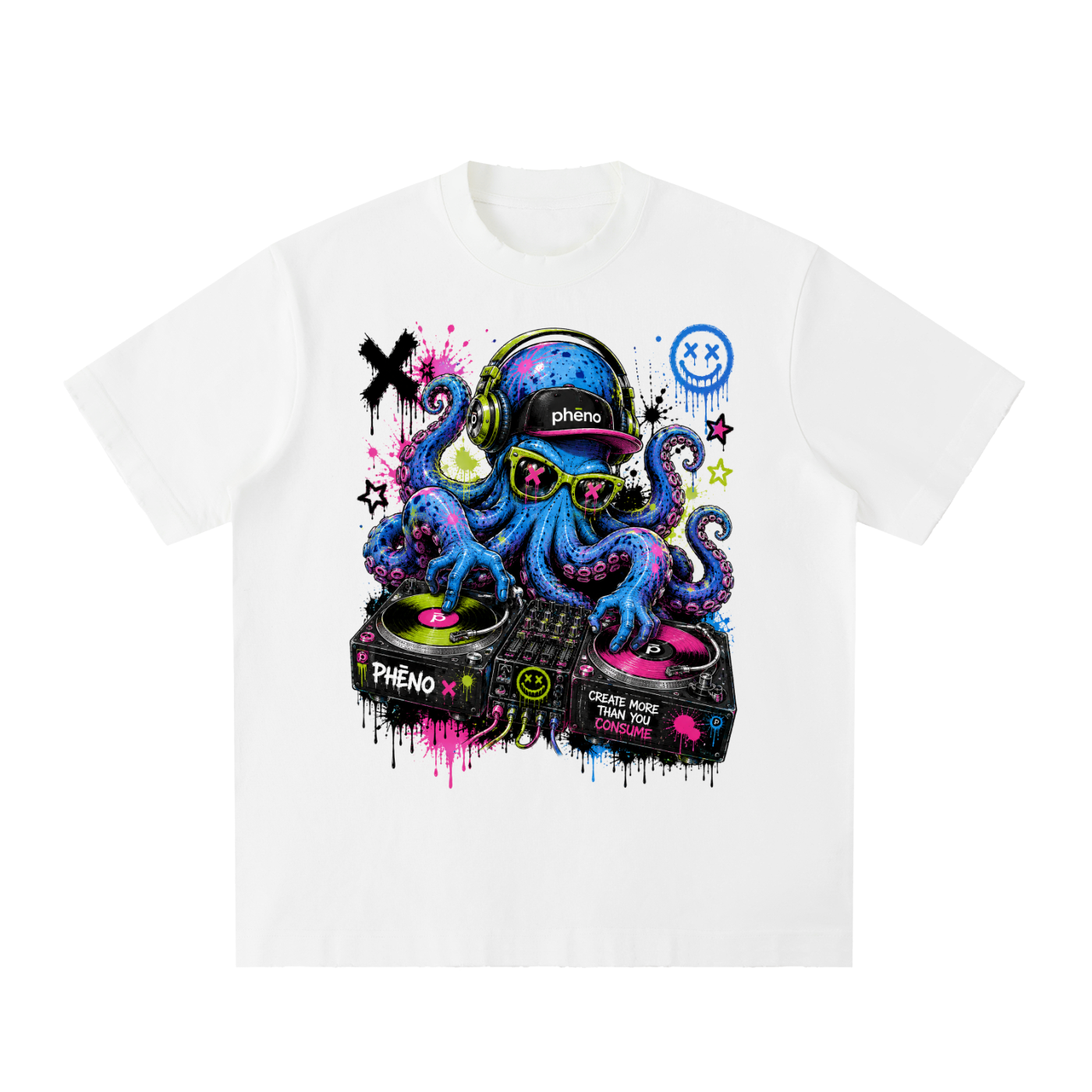 Pop Chaos Octopus Vibes Heavyweight Vintage Washed Frayed T-Shirt
