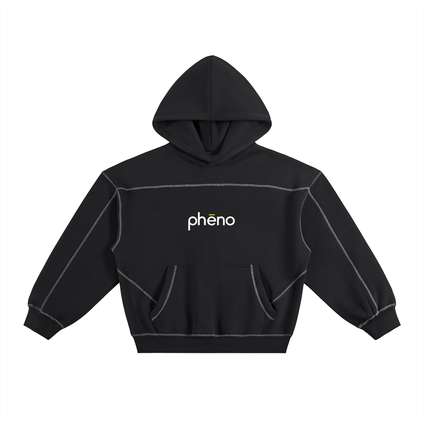 phēno Contrast-Stitched Boxy Fleece Hoodie