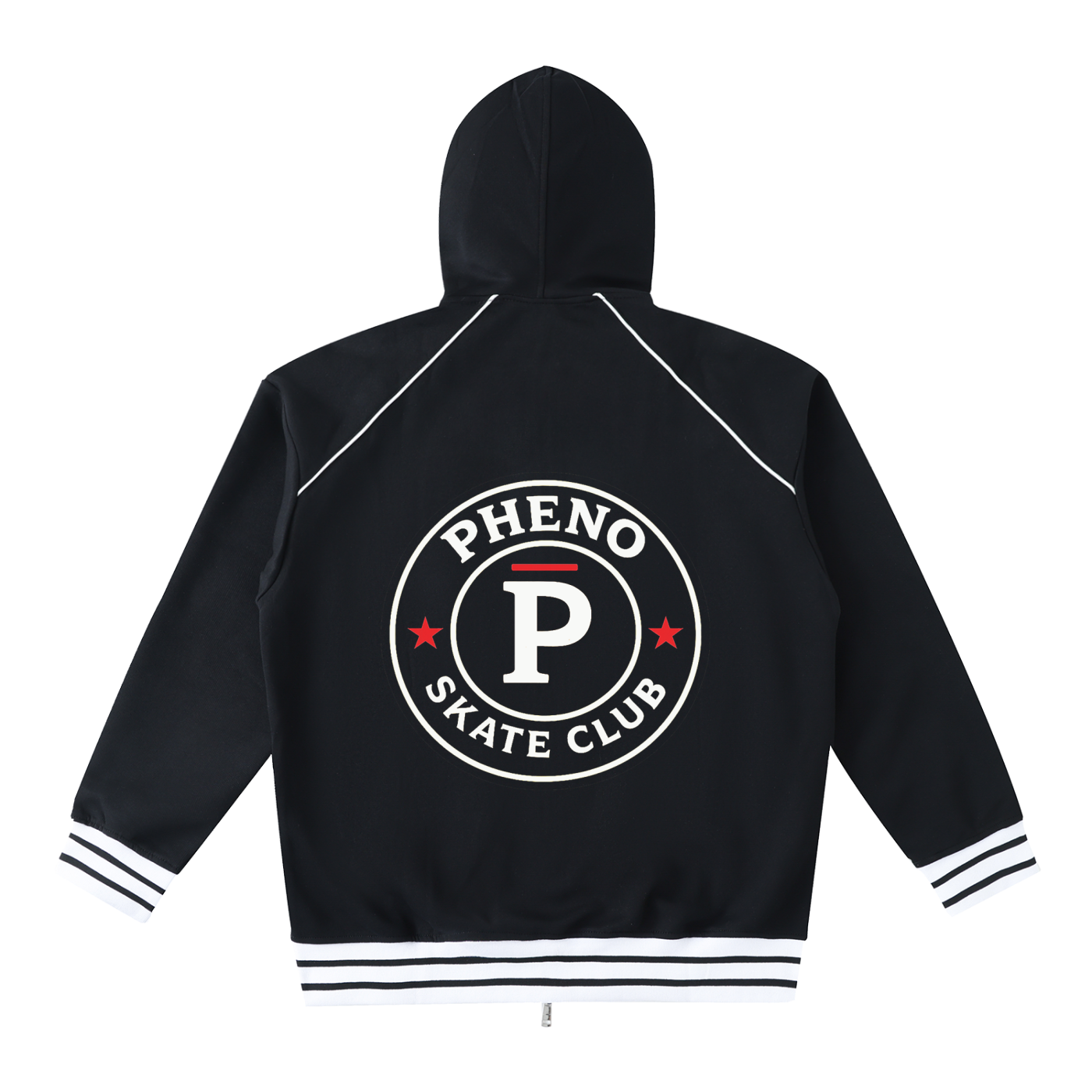 phēno Skate Club Striped Trim Zip-Up Hoodie