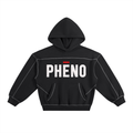 phēno Distressed Logo Contrast-Stitched Boxy Fleece Hoodie