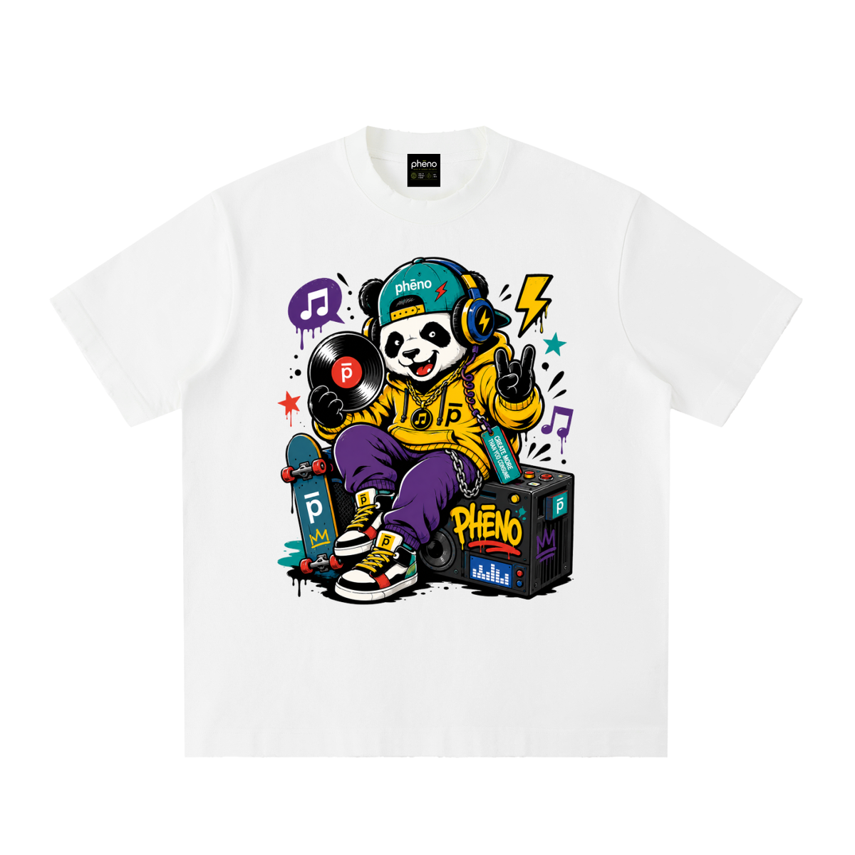 Pop Chaos Happy Panda Heavyweight Vintage Washed Frayed T-Shirt