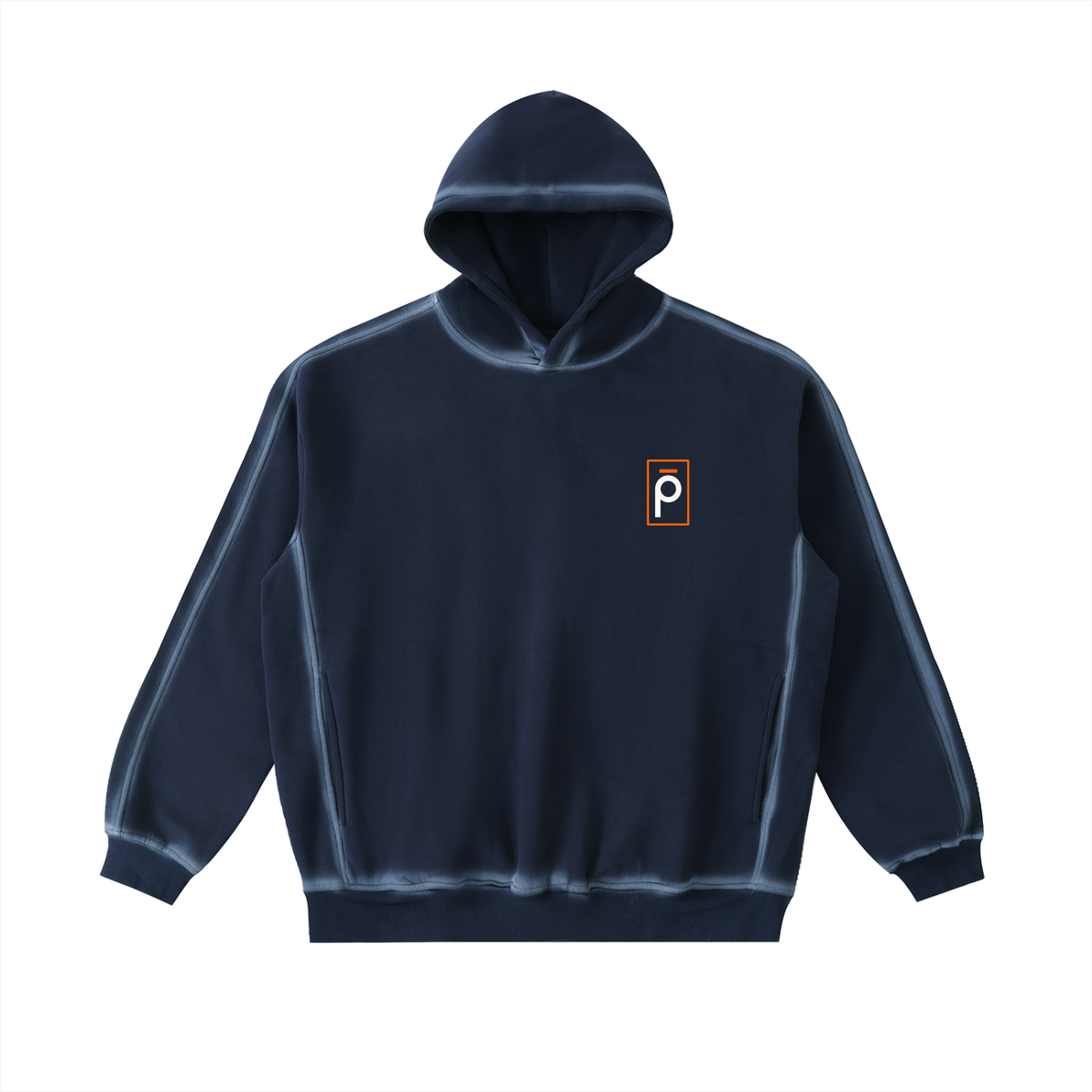 phēno Square p Logo Orange Sunfaded Edge Fleece Hoodie