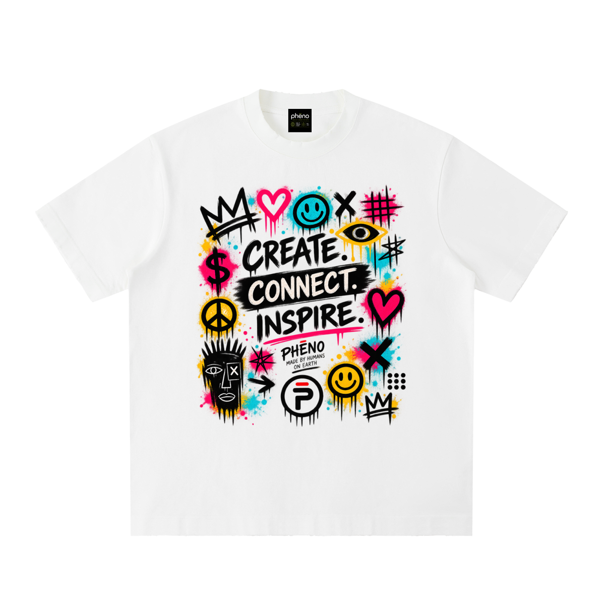 Create Connect Inspire Heavyweight Vintage Washed Frayed T-Shirt