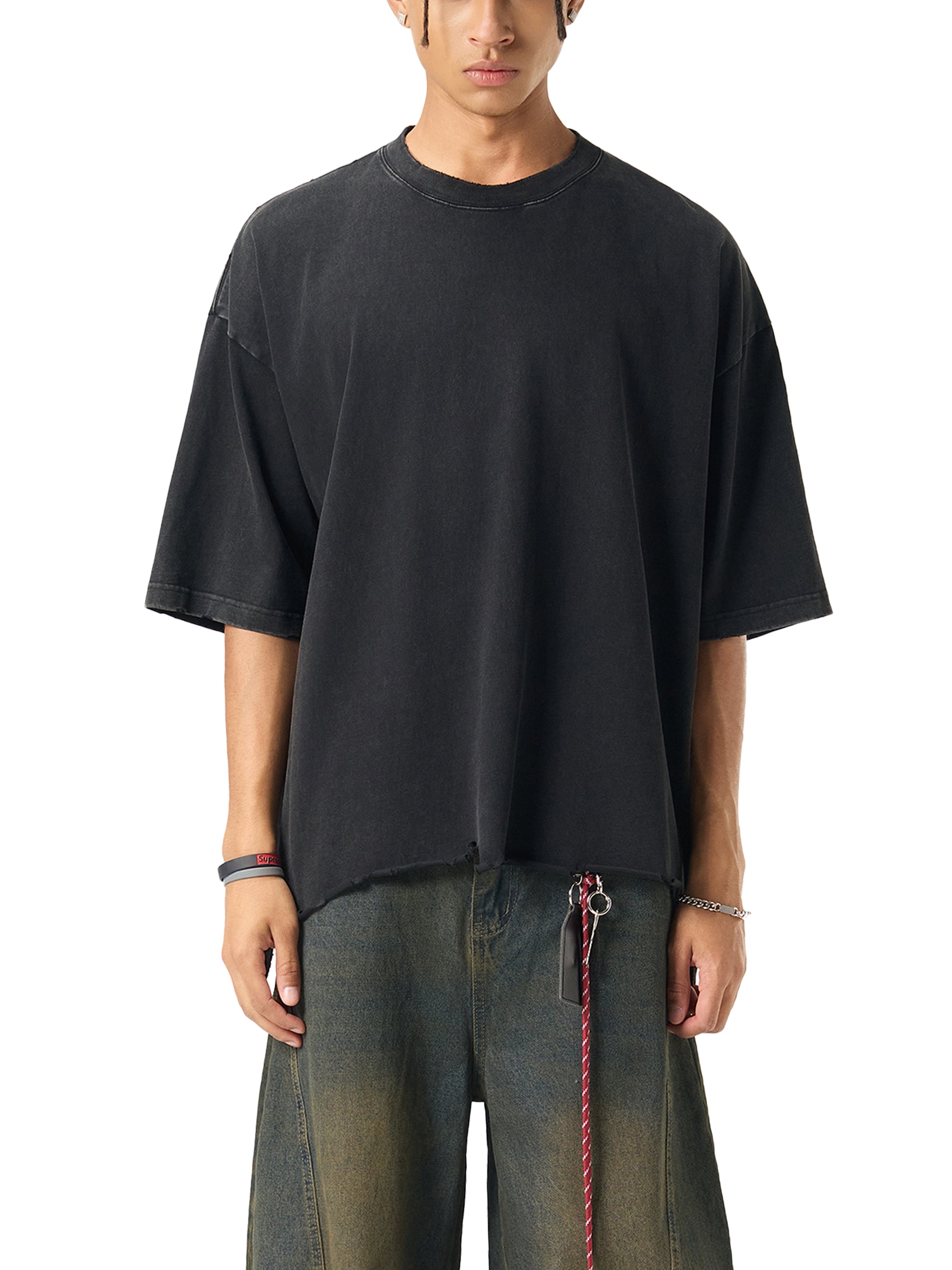 Lost Paradise Lonely Soul Snow Wash Raw-Hem Boxy T-Shirt