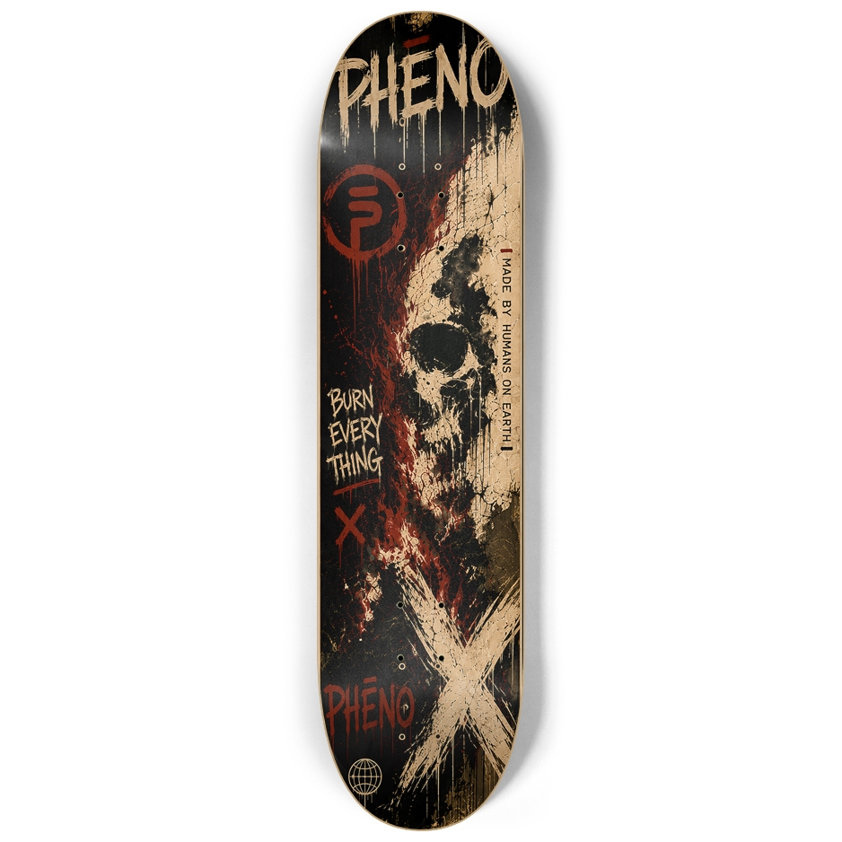 Burn Everything Faded Skull Custom Skateboard