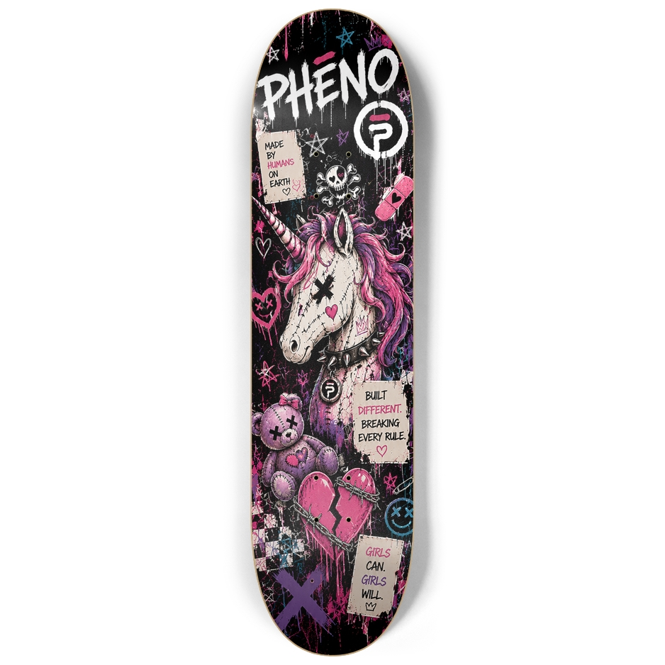 Pretty Savage Punk Unicorn Custom Skateboard