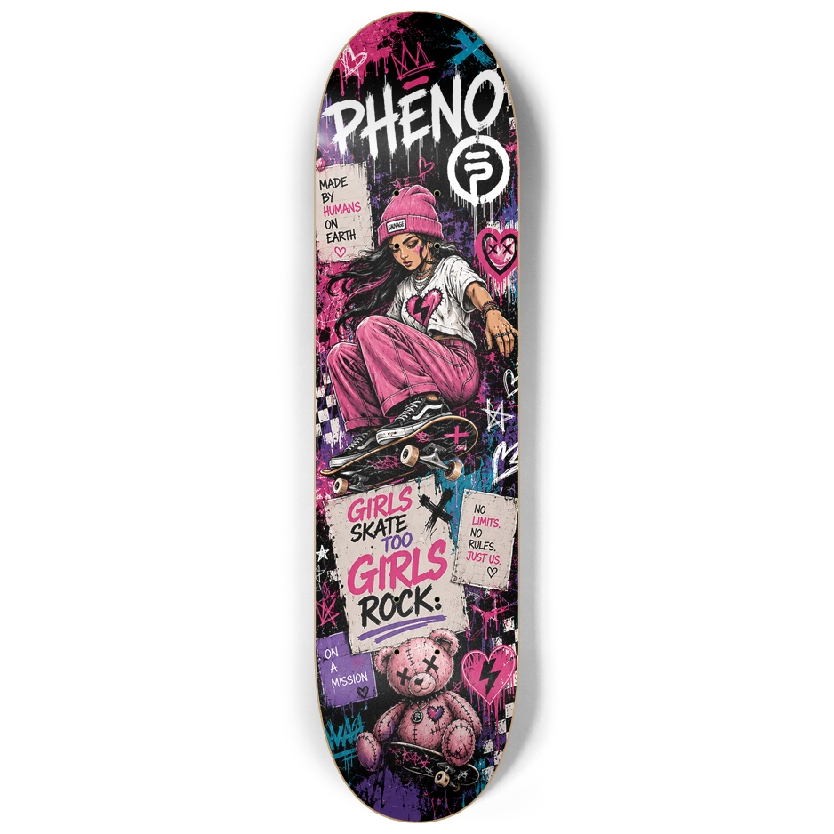 Pretty Savage Girls Skate Too Custom Skateboard
