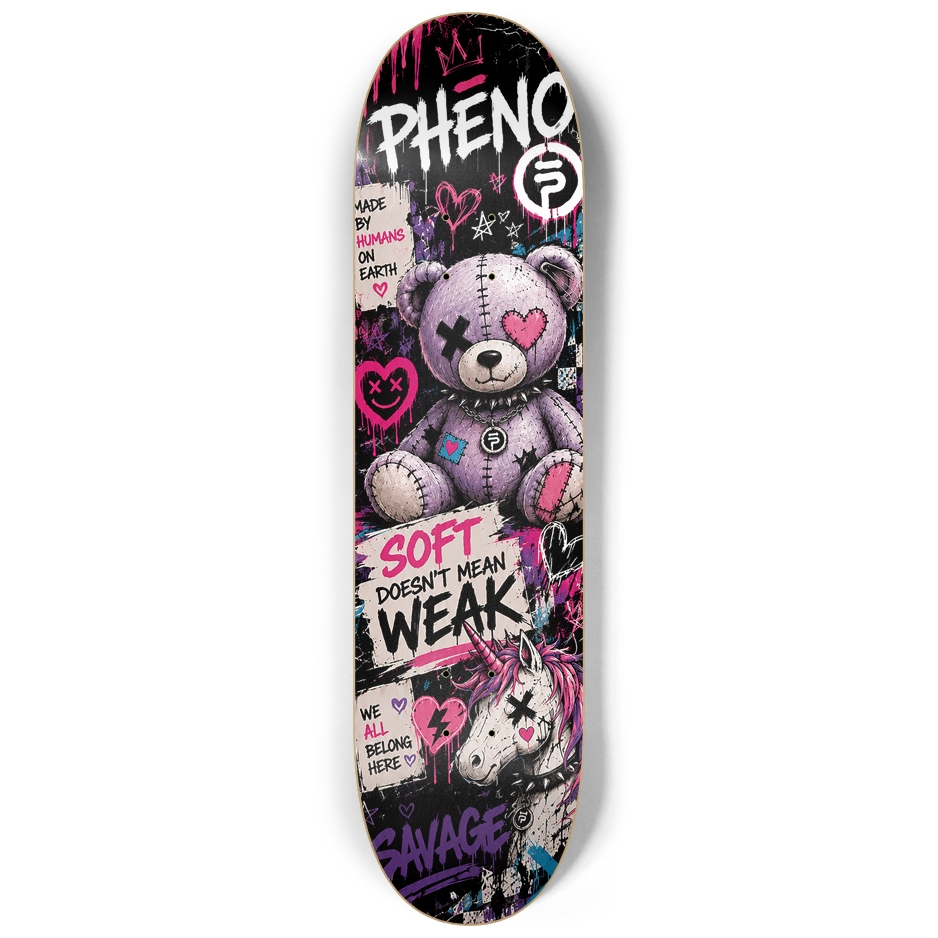 Pretty Savage Punk Teddy Custom Skateboard